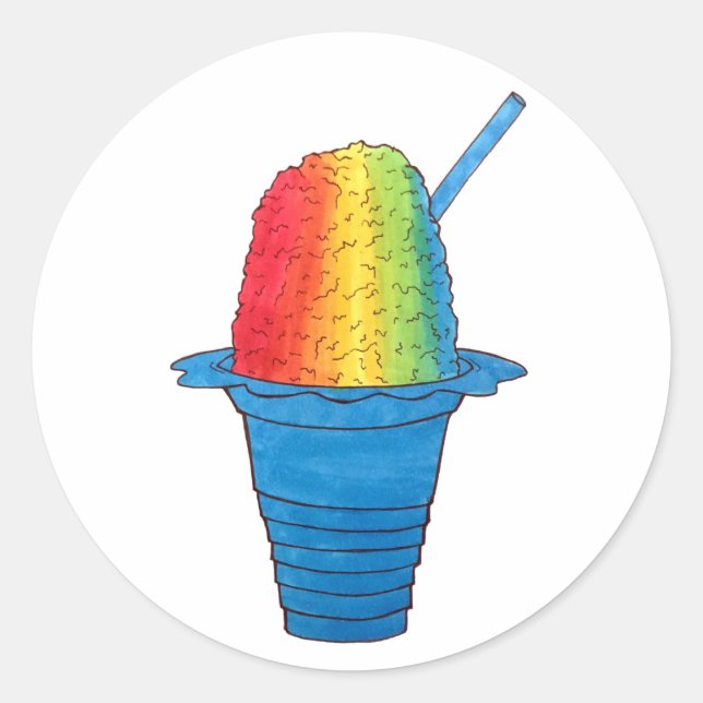 Hawaiian Rainbow Shave Ice Frozen Dessert Hawaii Runder Aufkleber (Vorderseite)