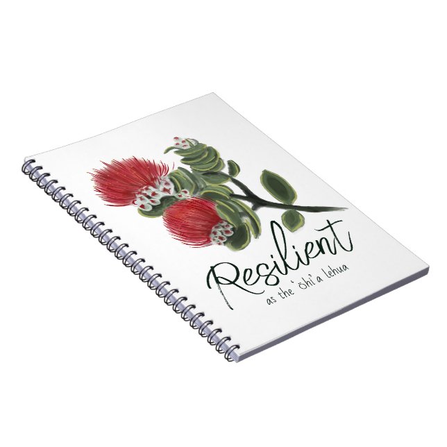 Hawaiian Red Lehua Flower Watercolor Resilience Notizblock (Rechte Seite)