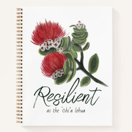 Hawaiian Red Lehua Flower Watercolor Resilience Notizbuch