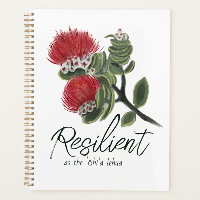 Hawaiian Red Lehua Flower Watercolor Resilience Planer (Vorderseite)