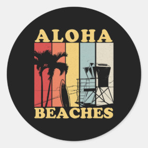 Hawaiian Retro 80er Jahre Stil Aloha Strände Surf Runder Aufkleber