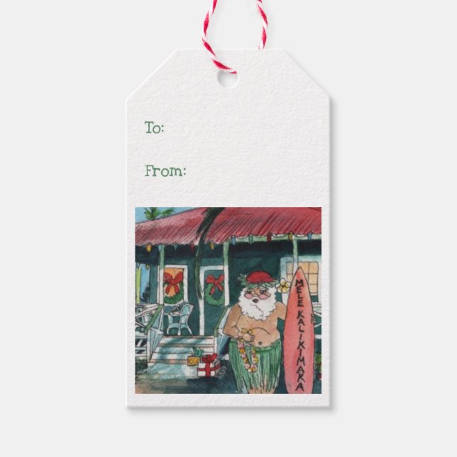Hawaiian Santa Claus Mele Kalikimaka Geschenkanhänger (Vorderseite)