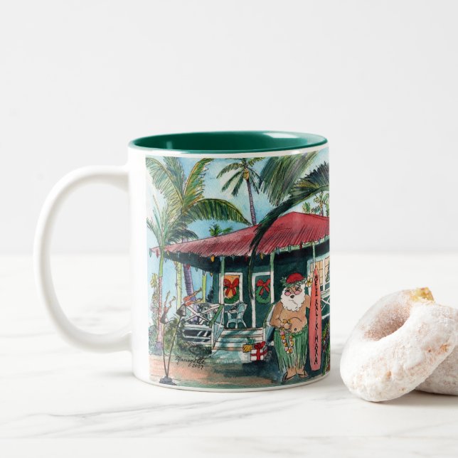 Hawaiian Santa Mele Kalikimaka Tasse (Mit Donut)