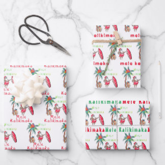 Hawaiian Santa Mele Kalikimaka Wrapping Paper Geschenkpapier Set