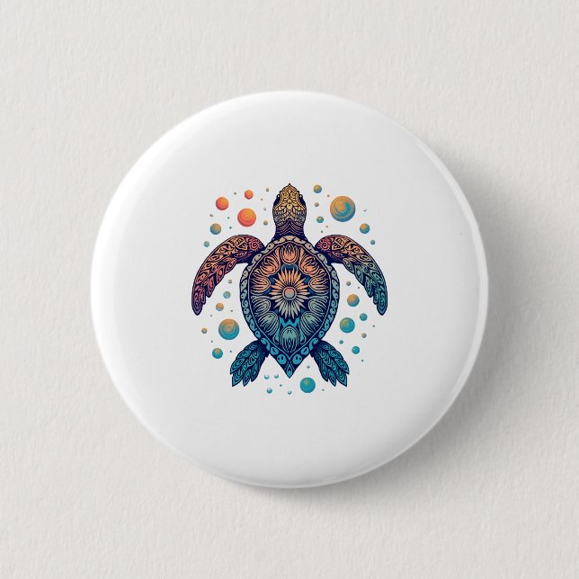 Hawaiian Sea Turtle Krawatte-Dye Hawaii Urlaub Str Button (Vorderseite)