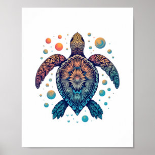 Hawaiian Sea Turtle Krawatte-Dye Hawaii Urlaub Str Poster