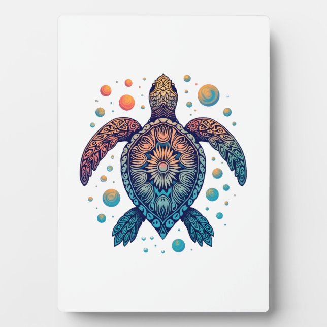 Hawaiian Sea Turtle Tie-Dye Hawaii Vacation Beach  Fotoplatte (Vorderseite)