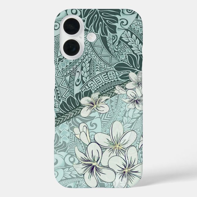 Hawaiian Seafoam Tapa and Plumeria Phone Case (Rückseite)