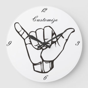 Hawaiian Shaka Brah Wave Thunder_Cove Große Wanduhr