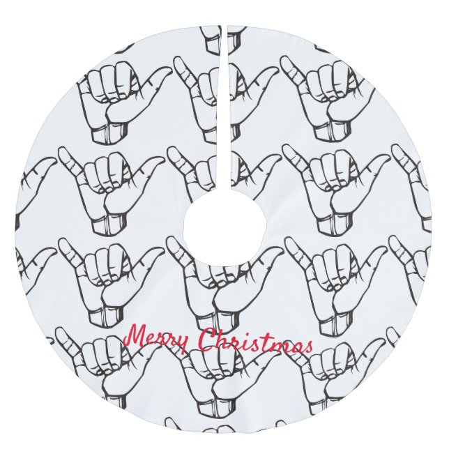 Hawaiian Shaka Brah Wave Thunder_Cove Polyester Weihnachtsbaumdecke (Vorderseite)