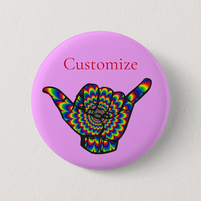 Hawaiian Shaka Psychedelic Thunder_Cove Button (Vorderseite)