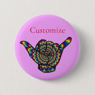 Hawaiian Shaka Psychedelic Thunder_Cove Button