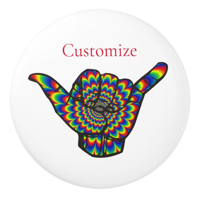 Hawaiian Shaka Psychedelic Thunder_Cove Keramikknauf (Vorderseite)