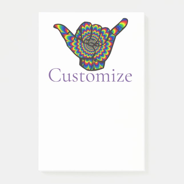 Hawaiian Shaka Psychedelic Thunder_Cove Post-it Klebezettel (Vorderseite)