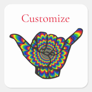 Hawaiian Shaka Psychedelic Thunder_Cove Quadratischer Aufkleber