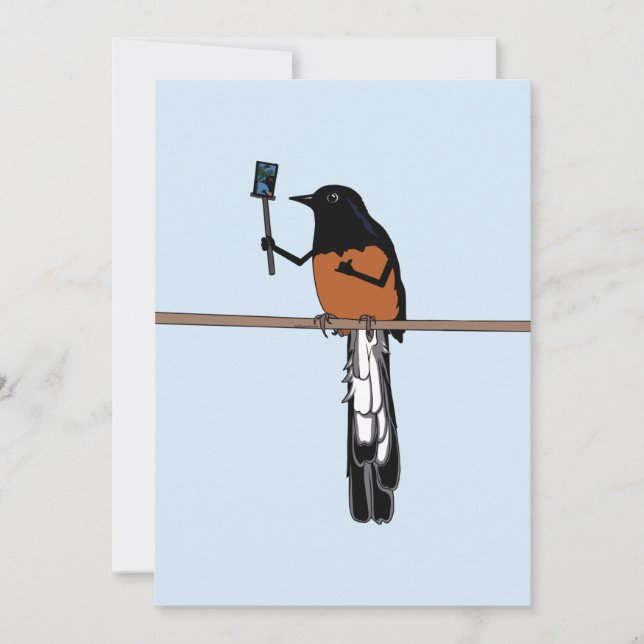 Hawaiian Shama Bird Selfie Feiertagskarte (Vorderseite)