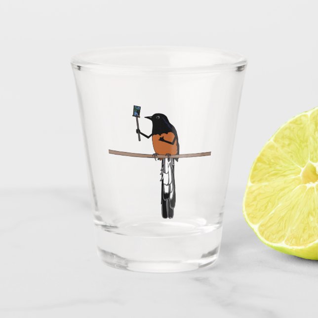 Hawaiian Shama Bird Selfie Schnapsglas (Vorderseite)