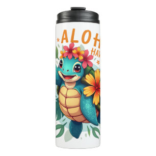 Hawaiian-Shirt Aloha Hawaii Meeresschildkröte Mädc Thermosbecher