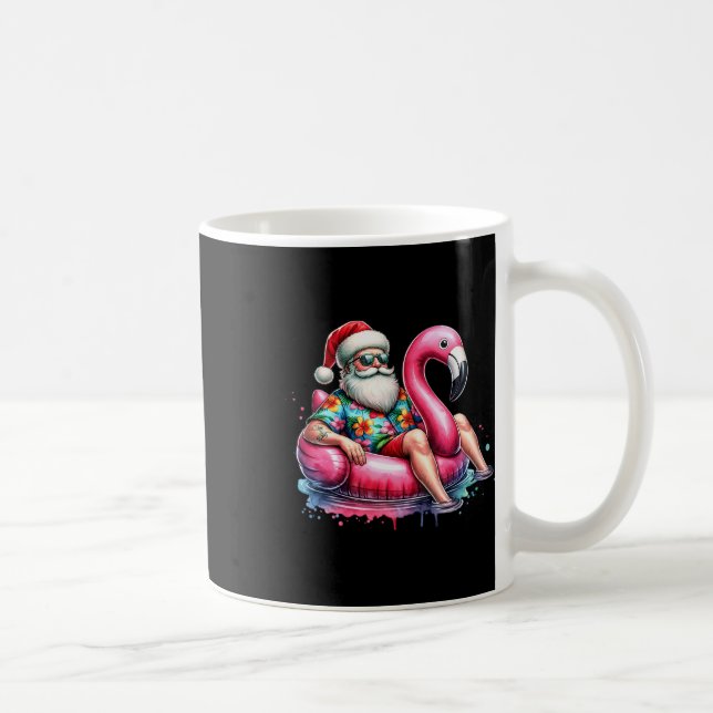 Hawaiian Shirt Santa Flamingo Floatie Christmas In Kaffeetasse (Rechts)