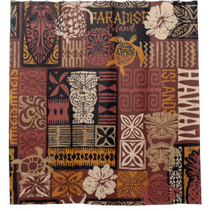 Hawaiian stammesstil Motiv fabric patchwork abstr Duschvorhang