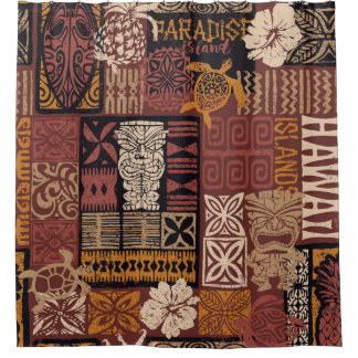 Hawaiian stammesstil Motiv fabric patchwork abstr Duschvorhang