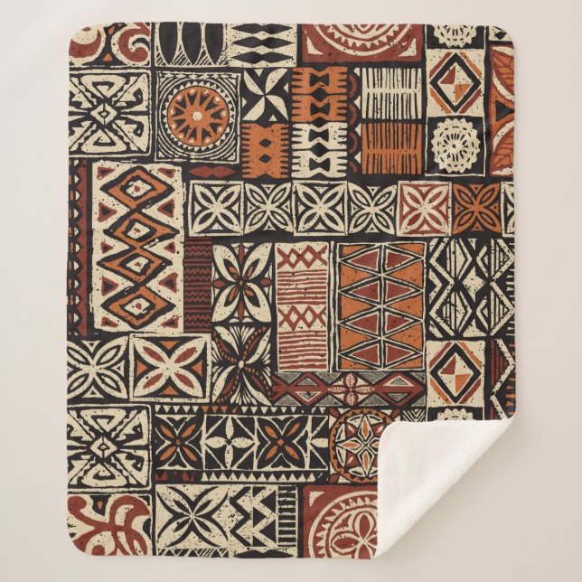 Hawaiian style tapa tribal fabric abstract patchwo sherpadecke (Vorderseite)