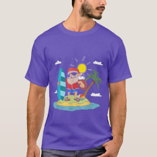 Hawaiian Summer Cool Santa Claus Surfen Weihnachte T-Shirt