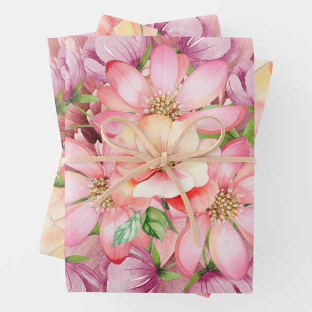 "Hawaiian Summer Florals" Geschenkpapier Set (Beispiel)