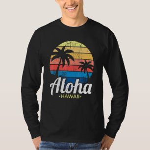 Hawaiian Summer Tropical Sunset Palm Trees Aloha H T-Shirt