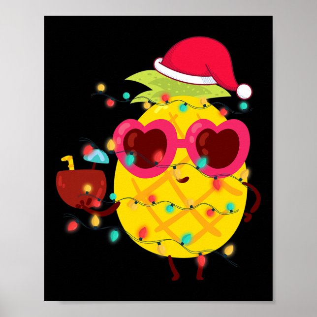 Hawaiian Summer Tropical Xmas Pineapple Christmas  Poster (Vorne)