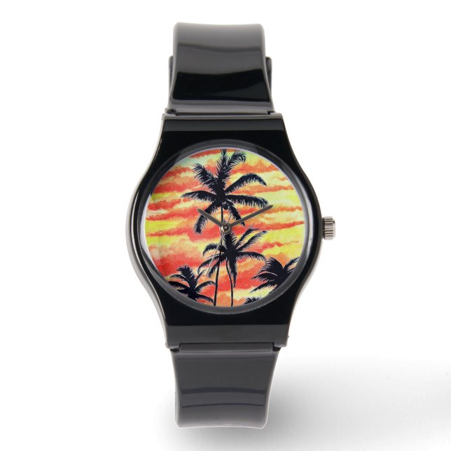 Hawaiian Sunset Coco Palms Armbanduhr (Vorderseite)