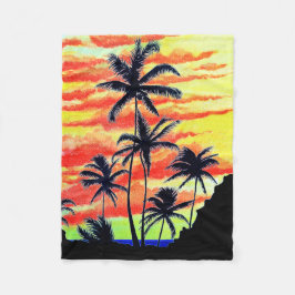 Hawaiian Sunset Coco Palms Fleecedecke