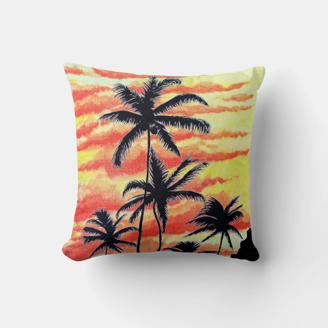 Hawaiian Sunset Coco Palms Kissen (Vorderseite)