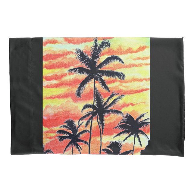 Hawaiian Sunset Coco Palms Kissenbezug (Vorderseite-Links)