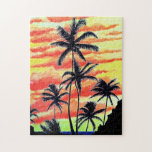 Hawaiian Sunset Coco Palms  Puzzle<br><div class="desc">A Colorful Watercolor Painting of a Hawaiian Sunset. It was the Backdrop to an Amazing Luau in Maui Hawaii, with Fantastic Hula Dancers and Delicious Food. These Coco Palms Just Makes Me Want to be There! A Wonderful Gift for the Sunset Lovers in Your Life. That is After the One...</div>