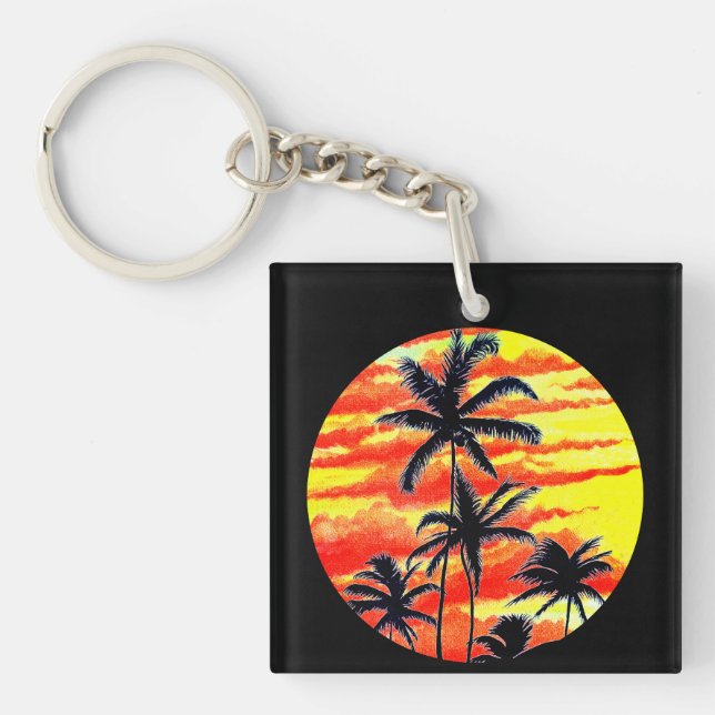 Hawaiian Sunset Coco Palms Schlüsselanhänger (Vorderseite)