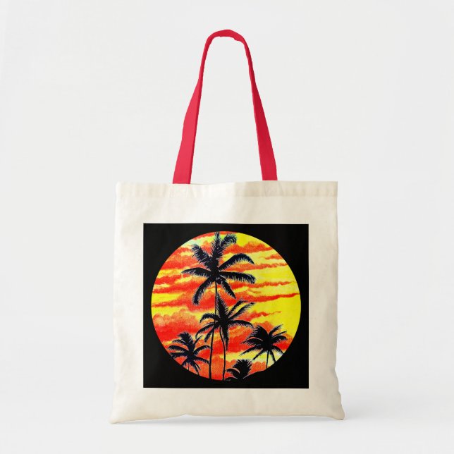 Hawaiian Sunset Coco Palms Tragetasche (Vorne)