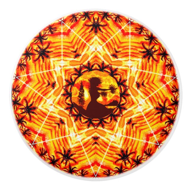 Hawaiian Sunset Hula Palms Keramikknauf (Vorderseite)