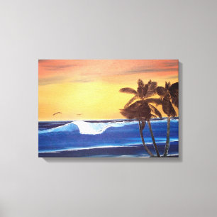 Hawaiian Sunset Painting Wrapped Canvas Leinwanddruck
