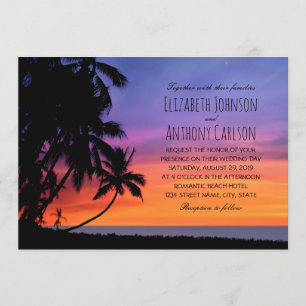 Hawaiian Sunset Palm Tree Beach Hochzeit Einladung