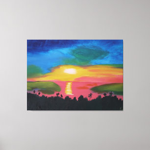Hawaiian Sunset Sky Original Acrylmalerei Leinwanddruck