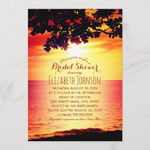 Hawaiian Sunset Tropical Tree Beach Brautparty Einladung
