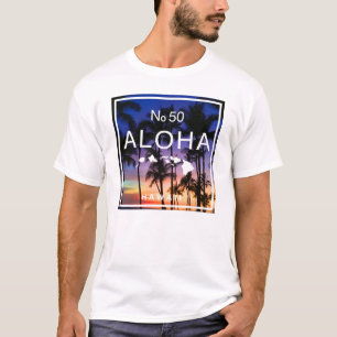 Hawaiian Sunset Vibes mit Palmbaumglühen T-Shirt