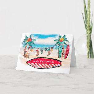 Hawaiian Surf Board Weihnachtskarte Dankeskarte