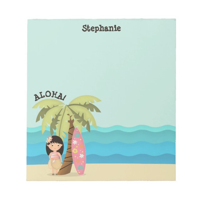 Hawaiian Surfer Girl Notizblock (Vorderseite)