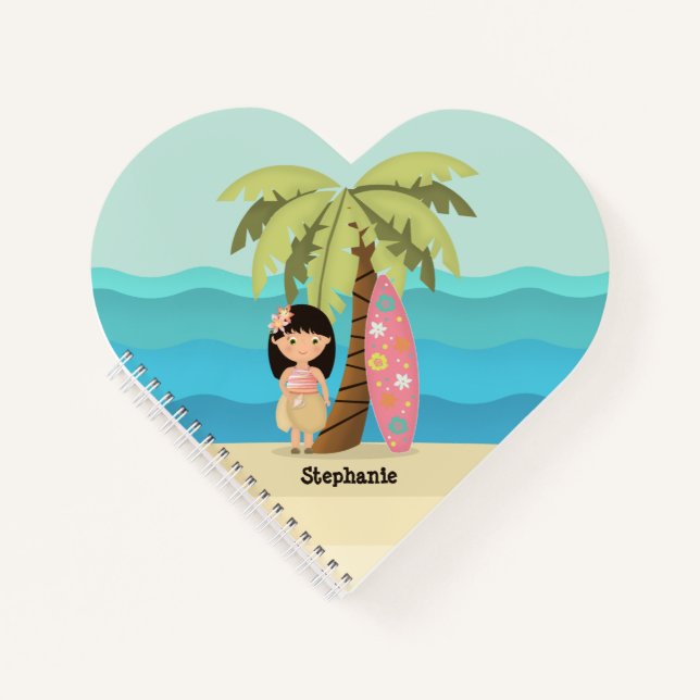 Hawaiian Surfer Girl Notizbuch (Vorderseite)