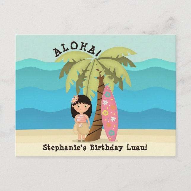 Hawaiian Surfer Girl Postkarte (Vorderseite)