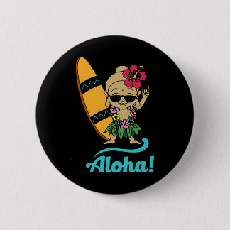 Hawaiian Surfing Buddha Aloha Hawaii Beach Yoga  Button