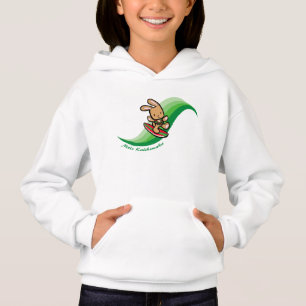 Hawaiian Surfing Bunny Holiday Green Cartoon Band Hoodie