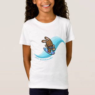 Hawaiian Surfing Bunny Holiday Turq Cartoon T-Shirt